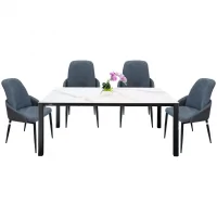 Bộ Bàn Ăn Grand T22981A-C Đen + 4 Ghế Ăn Amy VD6370