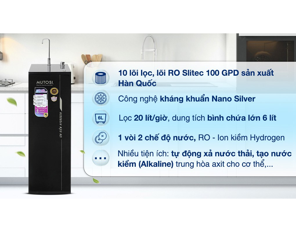 Máy Lọc Nước Ion Kiềm Hydrogen Mutosi MP-S1001H 4