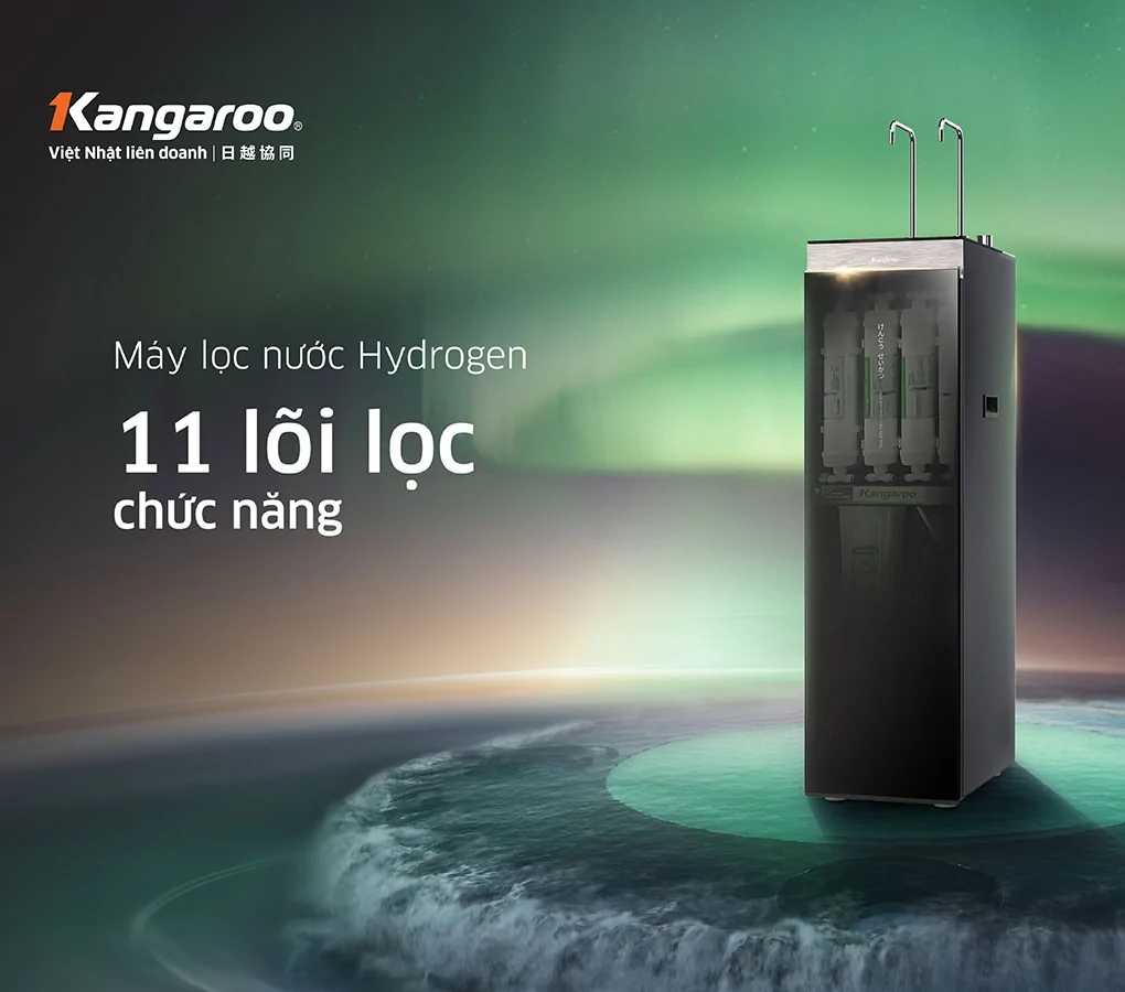 Máy Lọc Nước Kangaroo Hydrogen Nóng Lạnh KG11A18 11 Lõi 12