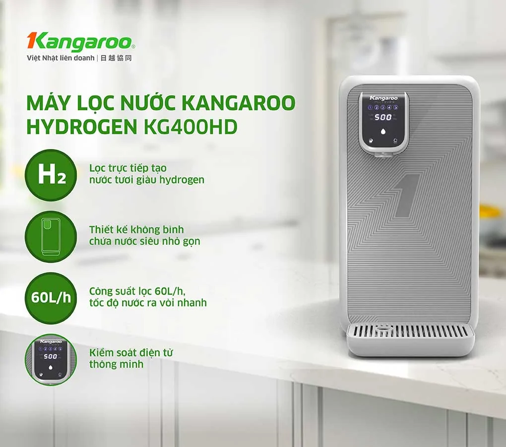 Máy Lọc Nước Hydrogen Ion Kiềm Để Bàn Kangaroo KG400HD 5