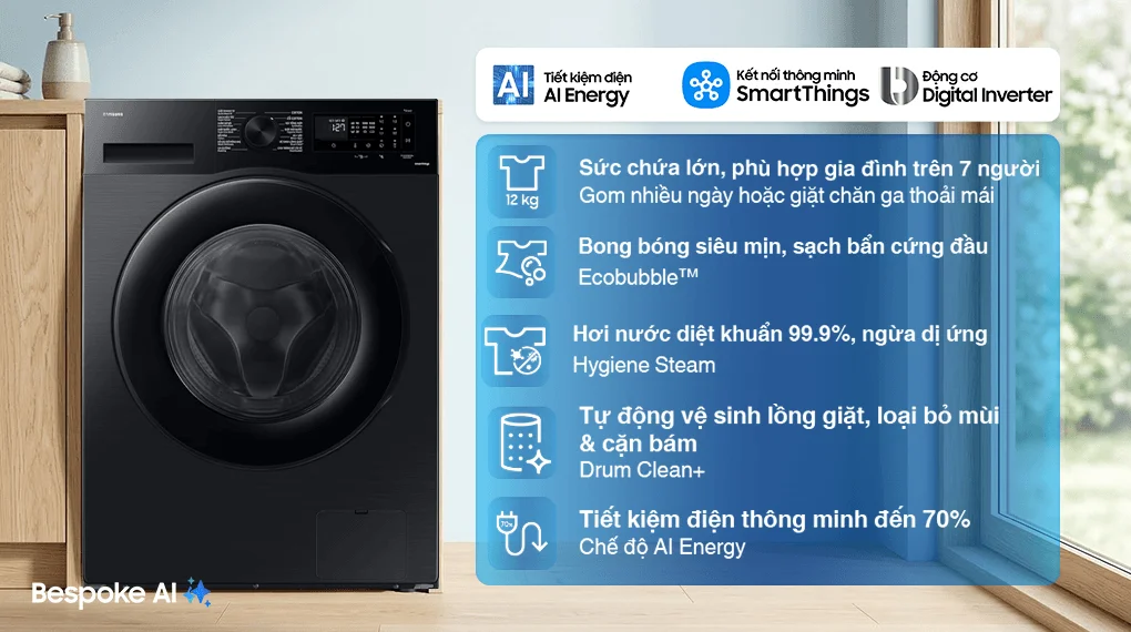 Máy Giặt Samsung Inverter 12 kg WW12CGC04DABSV