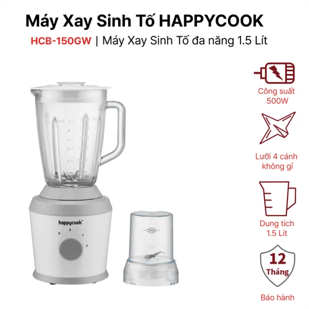 Máy Xay Sinh Tố Happy Cook HCB-150GW 1.5 Lít