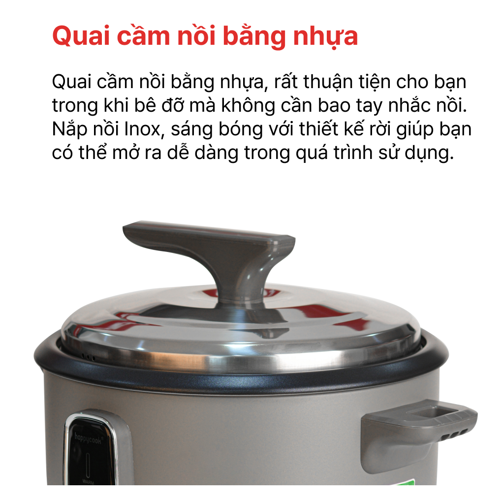 Nồi Cơm Điện Nắp Rời Happy Cook HCD-360G 3.6 Lít 5