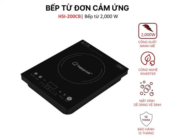 Bếp Từ Đơn Cảm Ứng Happy Cook HSI-200CB 2000W