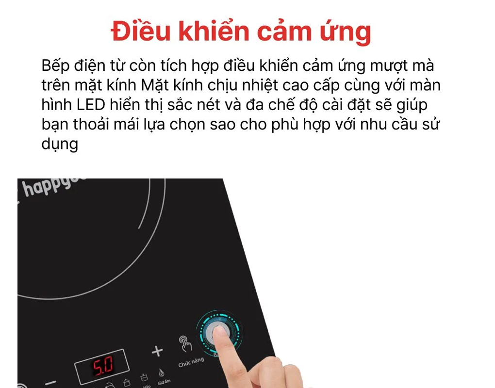 Bếp Từ Đơn Cảm Ứng Happy Cook HSI-200CB 2000W 4