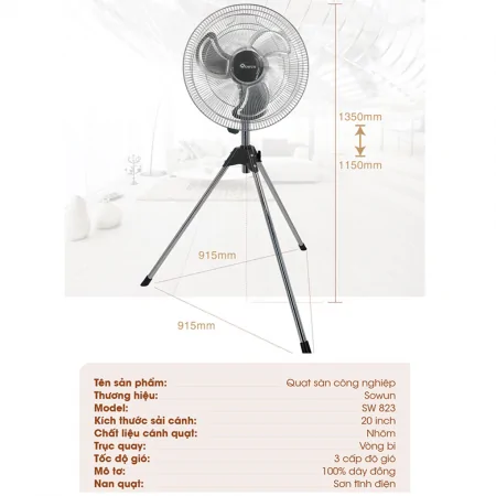 Quạt Đứng Công Nghiệp Sowun SW-823 5