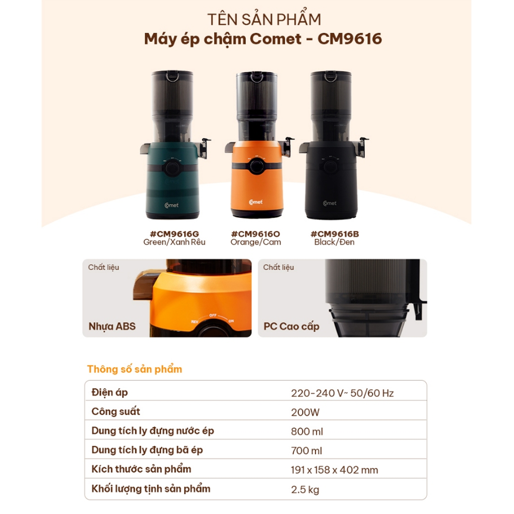 Máy Ép Chậm Comet CM9616 6