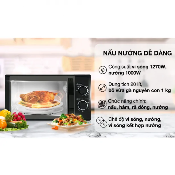 Lò Vi Sóng Có Nướng BlueStone MOB-7716 20 Lít