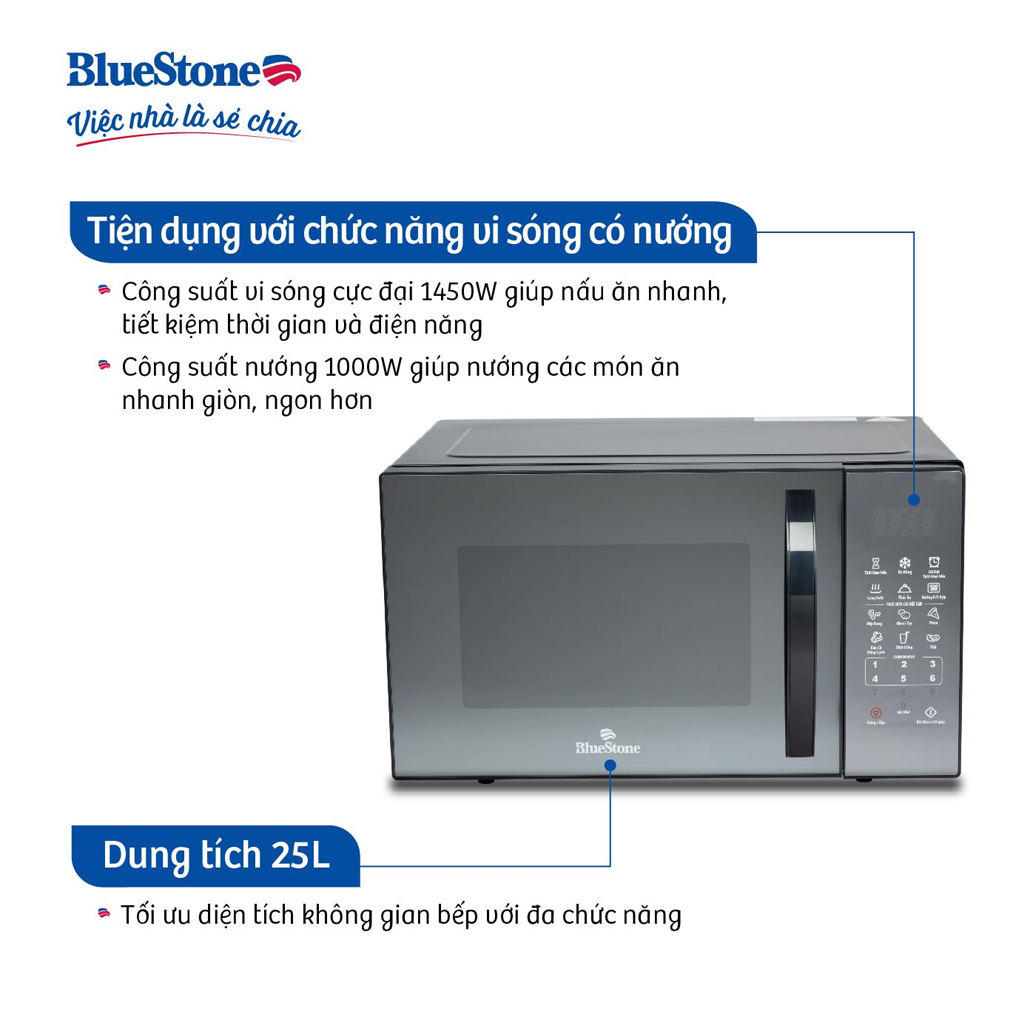 Lò Vi Sóng Có Nướng BlueStone MOB-7833 25 Lít 10