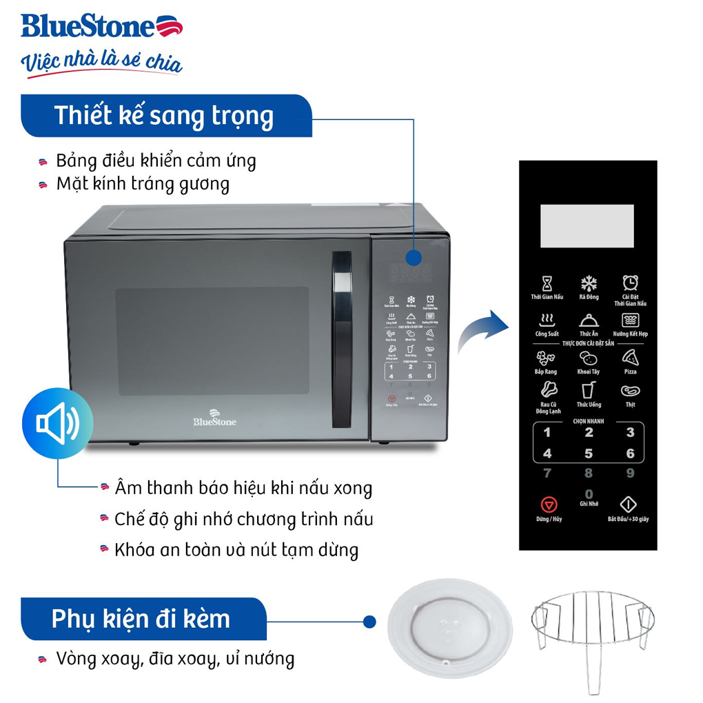 Lò Vi Sóng Có Nướng BlueStone MOB-7833 25 Lít 12