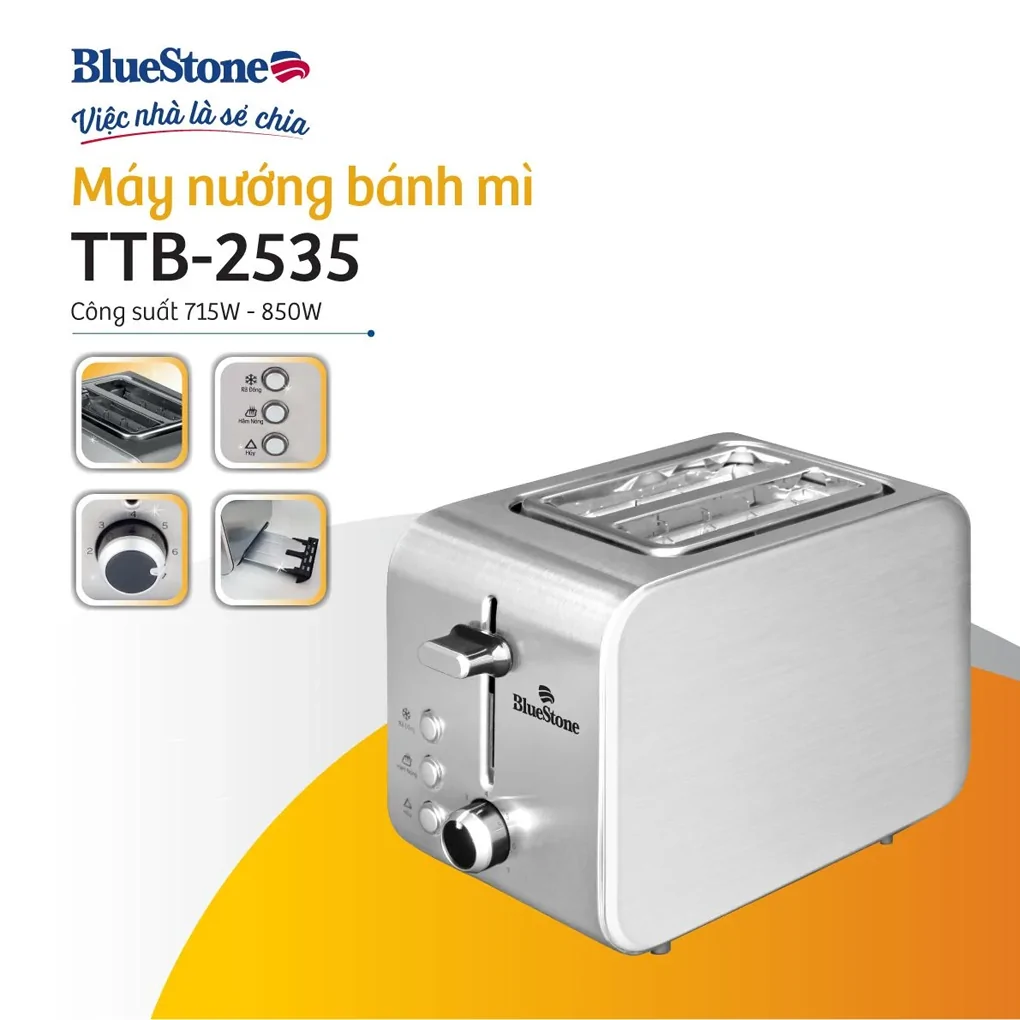 Máy Nướng Bánh Mì BlueStone TTB-2535 715-850W 1
