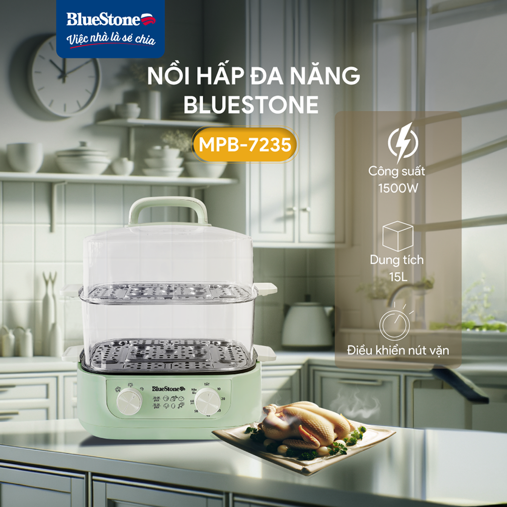 Nồi Lẩu Hấp Thủy Nhiệt Đa Năng BlueStone MPB-7235 15 Lít 1