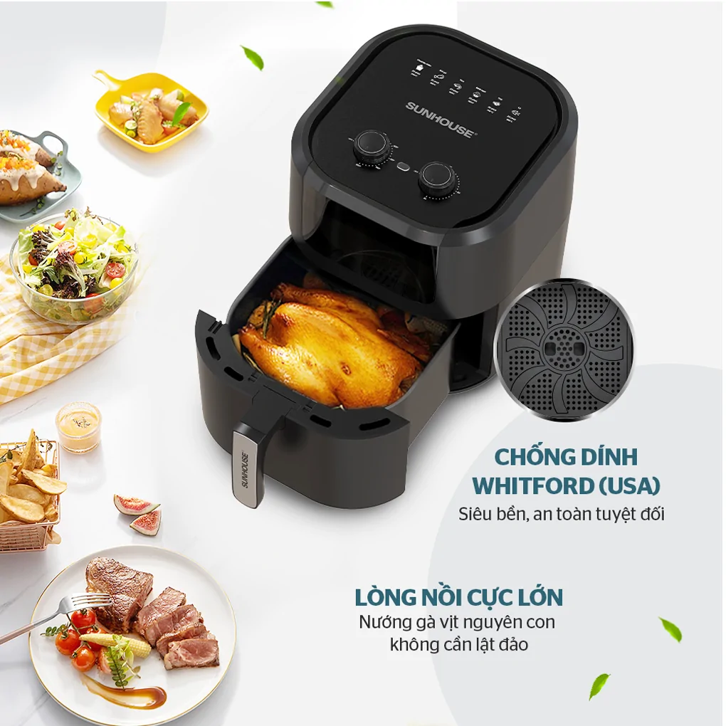 Nồi Chiên Không Dầu Sunhouse SHD4037 9 Lít 8