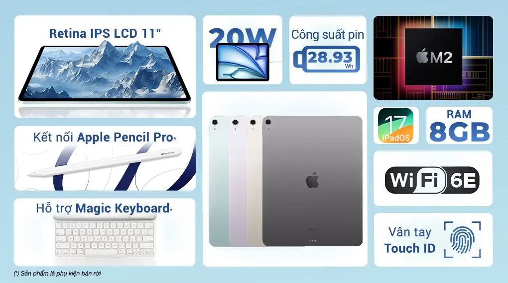 Máy tính bảng iPad Air 6 M2 11 inch WiFi (8GB+128GB)