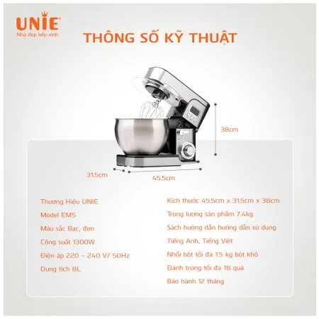 Máy Trộn Bột Unie EM5 5