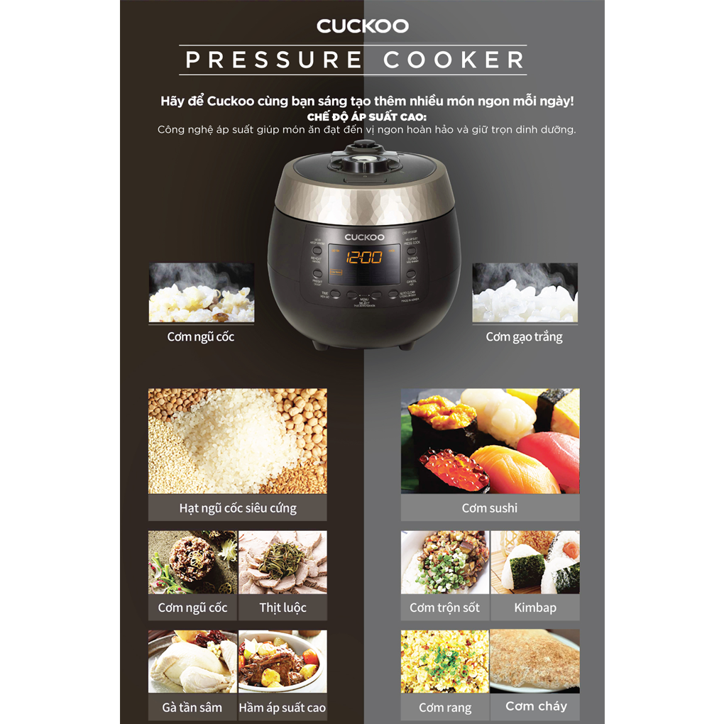 Nồi Cơm Điện Tử Áp Suất Cuckoo CRP-R0600F 1.08 Lít - Hàn Quốc 6