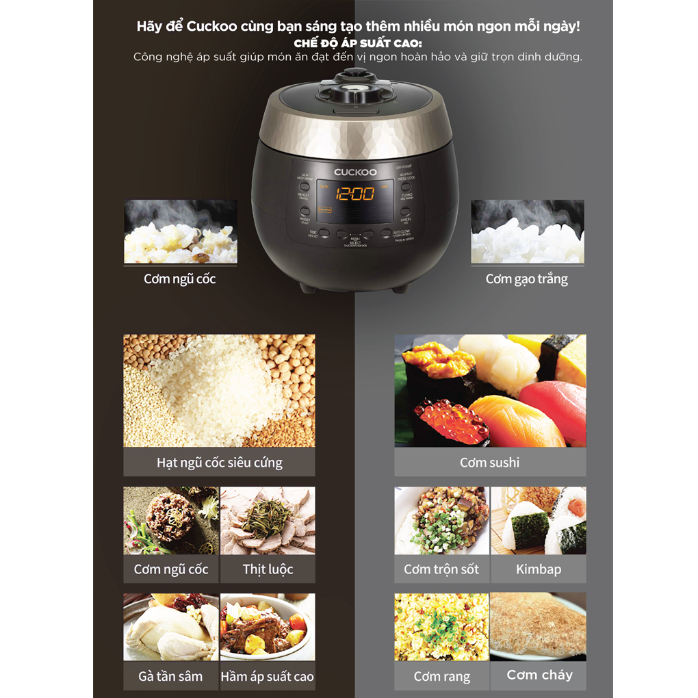 Nồi Cơm Điện Tử Áp Suất Cuckoo CRP-R1000F 1.8 Lít - Hàn Quốc 3