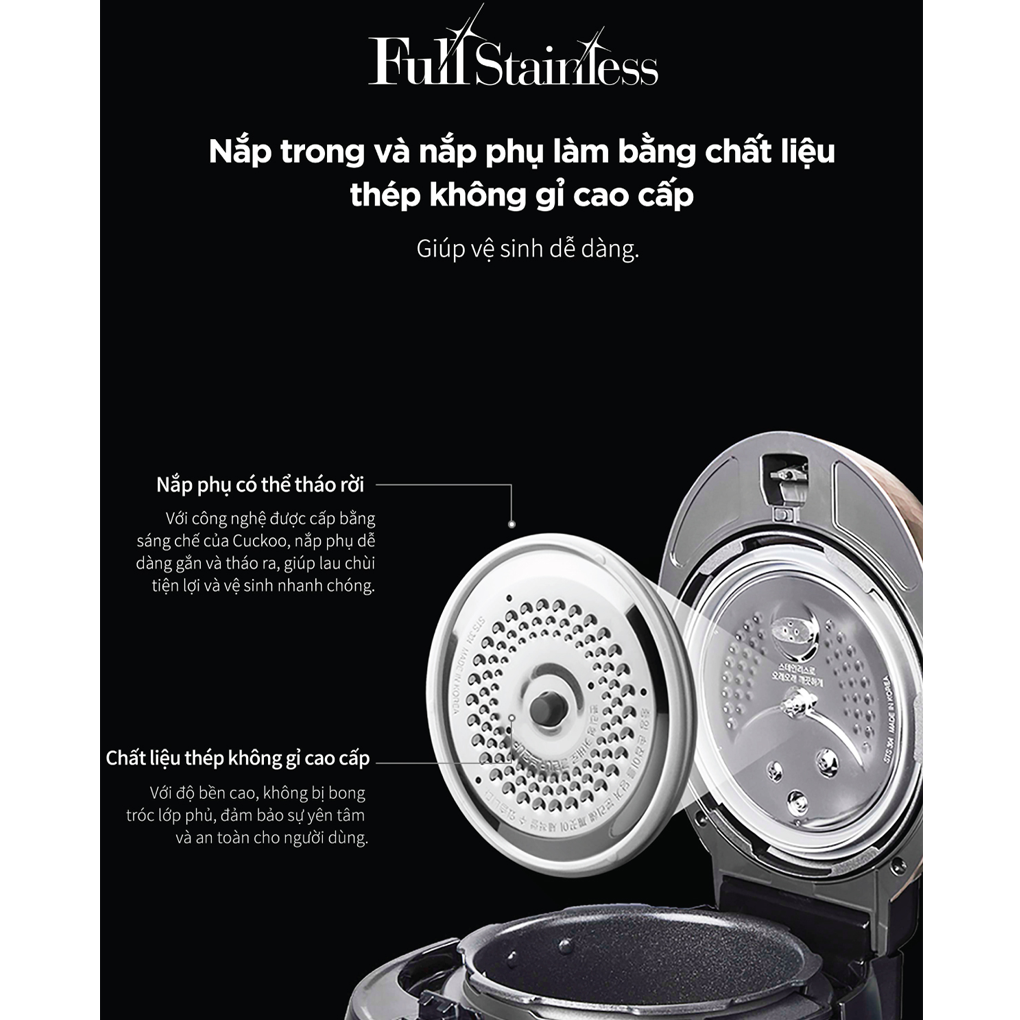 Nồi Cơm Điện Tử Áp Suất Cuckoo CRP-R1000F 1.8 Lít - Hàn Quốc 4
