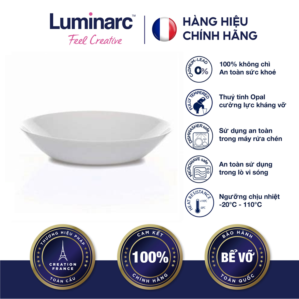 Đĩa Sâu Thủy Tinh Luminarc Diwali Granit 20cm 1