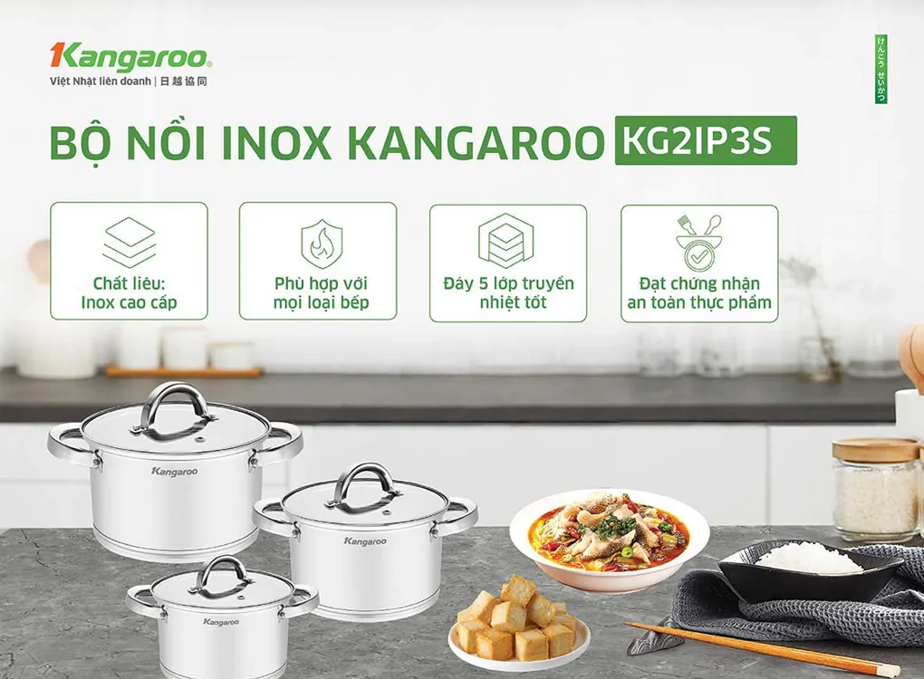 Bộ Nồi Inox Kangaroo KG2IP3S 0