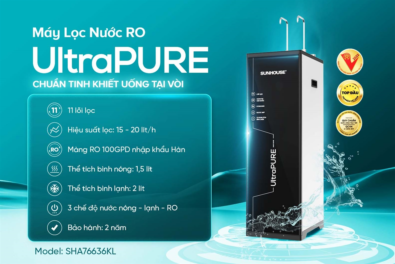 Máy Lọc Nước RO UltraPURE Sunhouse SHA76636KL 11 Lõi 4
