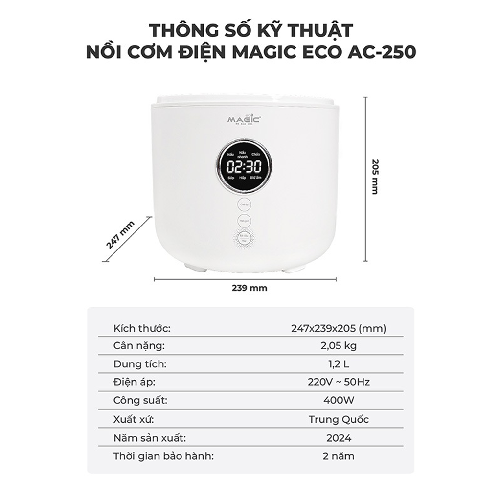 Nồi Cơm Điện Magic Eco AC-250 1.2 Lít 14