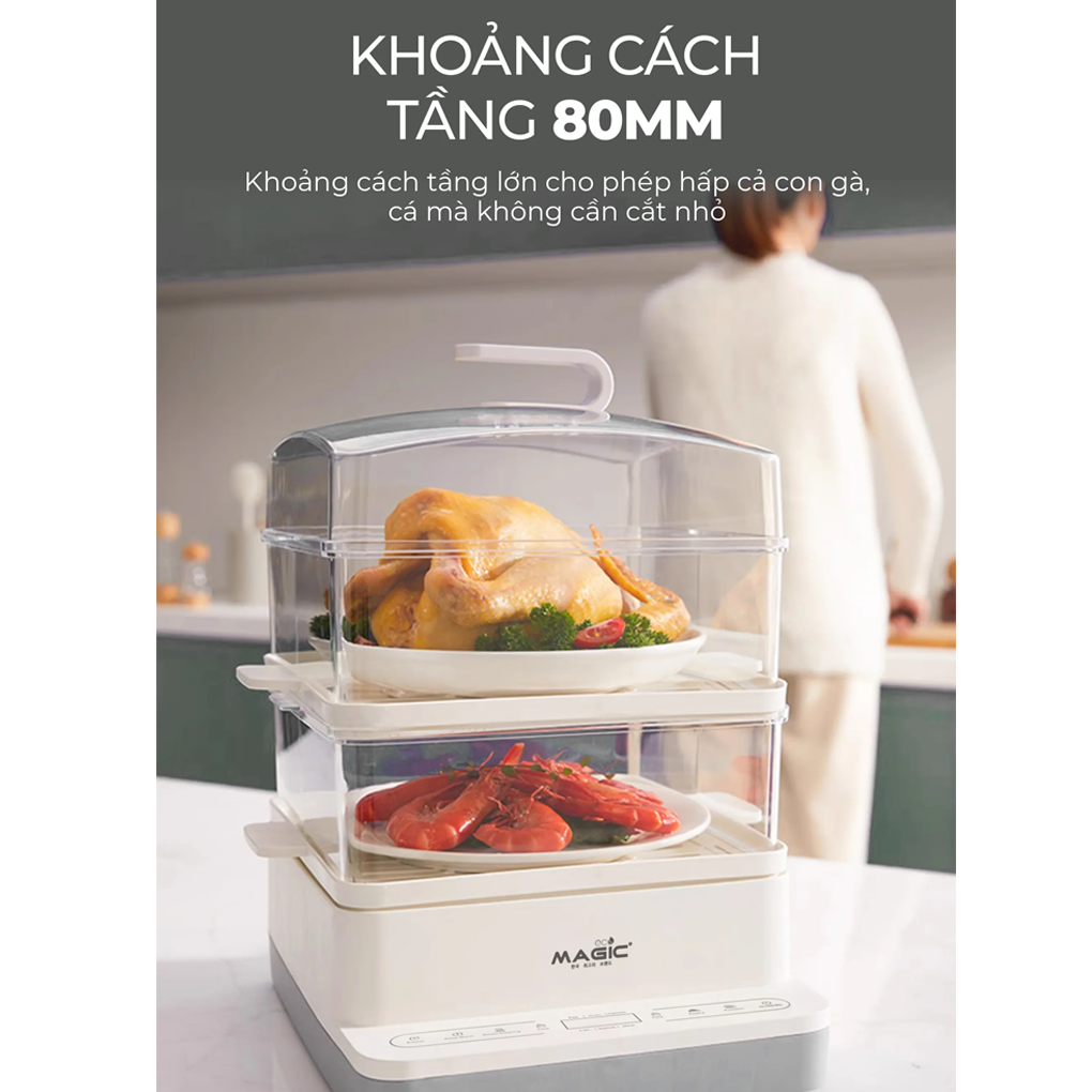 Nồi Hấp 3 Tầng Magic Eco AC-280 18 Lít 10