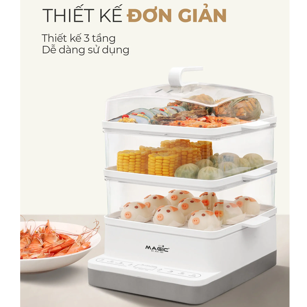 Nồi Hấp 3 Tầng Magic Eco AC-280 18 Lít 12