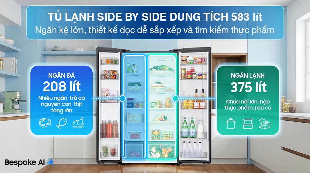 Tủ lạnh Samsung Inverter 583 Lít Side By Side RS57DG400EM9SV