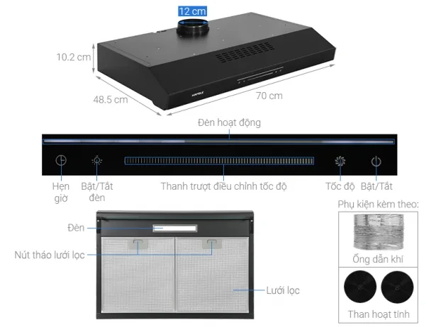 Máy Hút Mùi Âm Tủ Hafele HC-B705B/ 533.87.797
