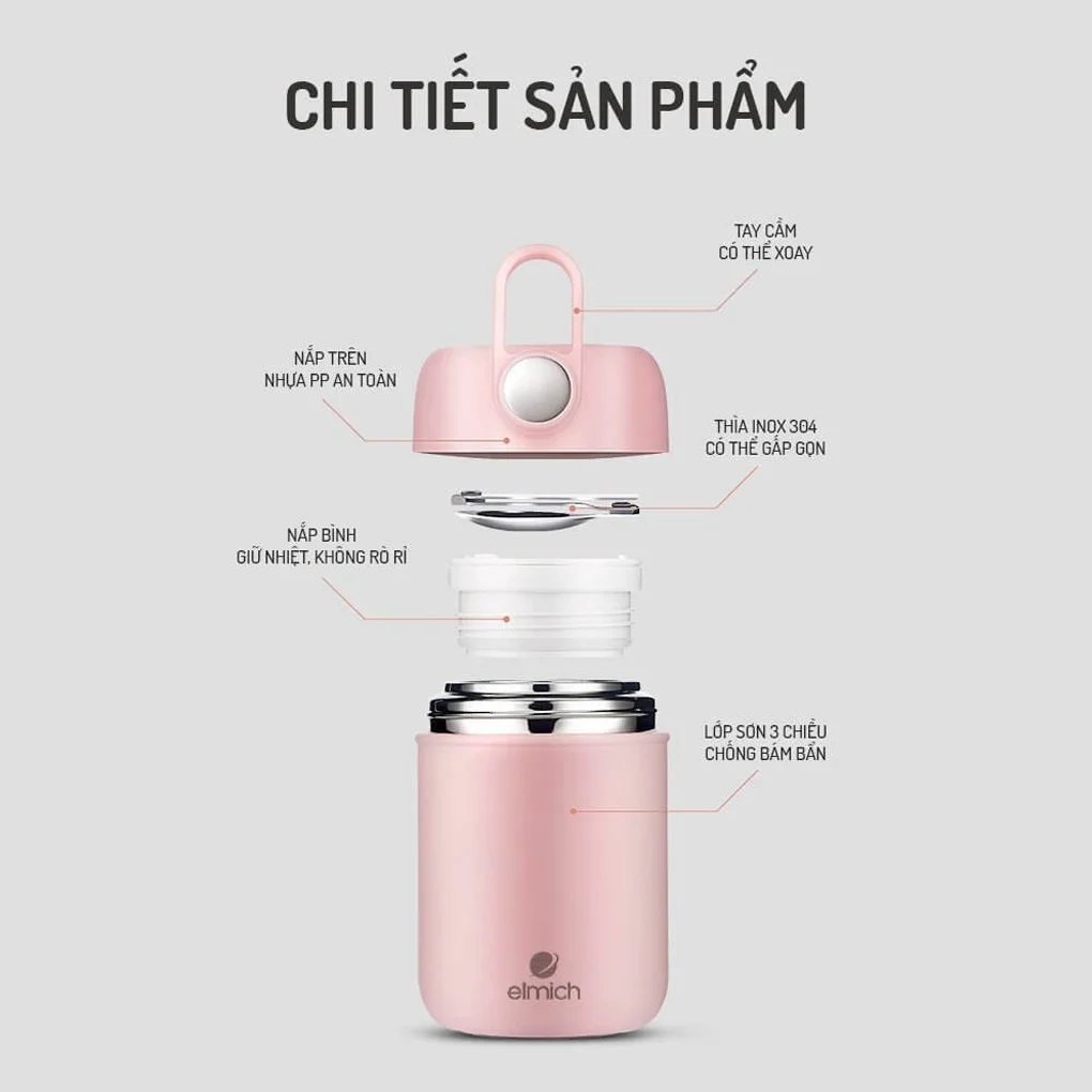 Bình Đựng Thức Ăn Giữ Nhiệt Inox 316 Elmich EL8019 9