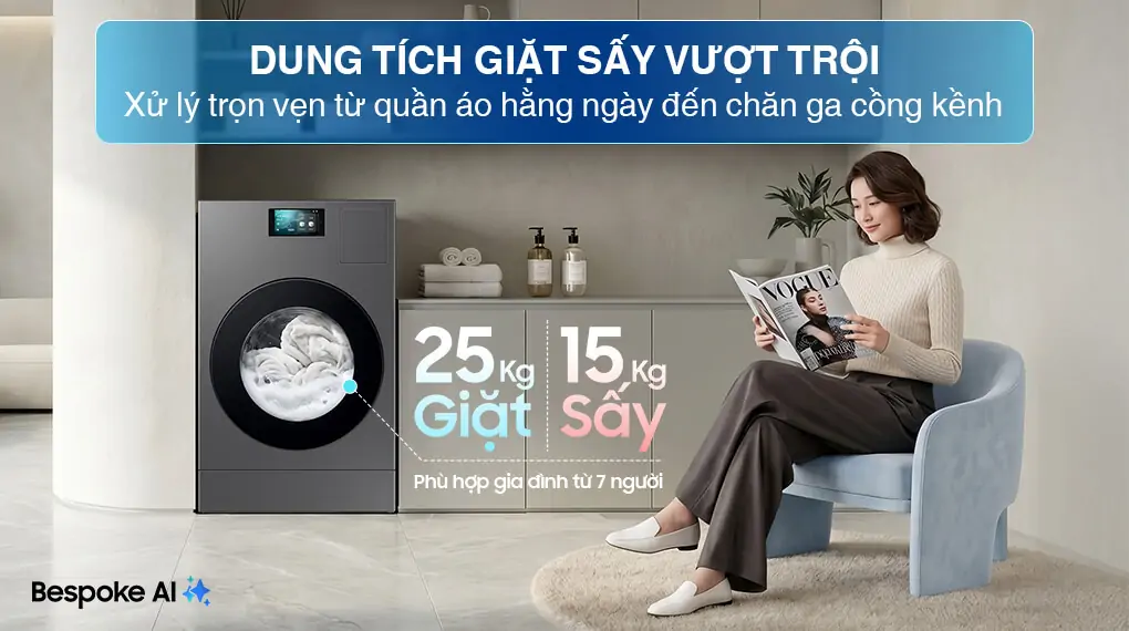 Máy Giặt Sấy Samsung Inverter 25/15 Kg WD25DB8995BZSV