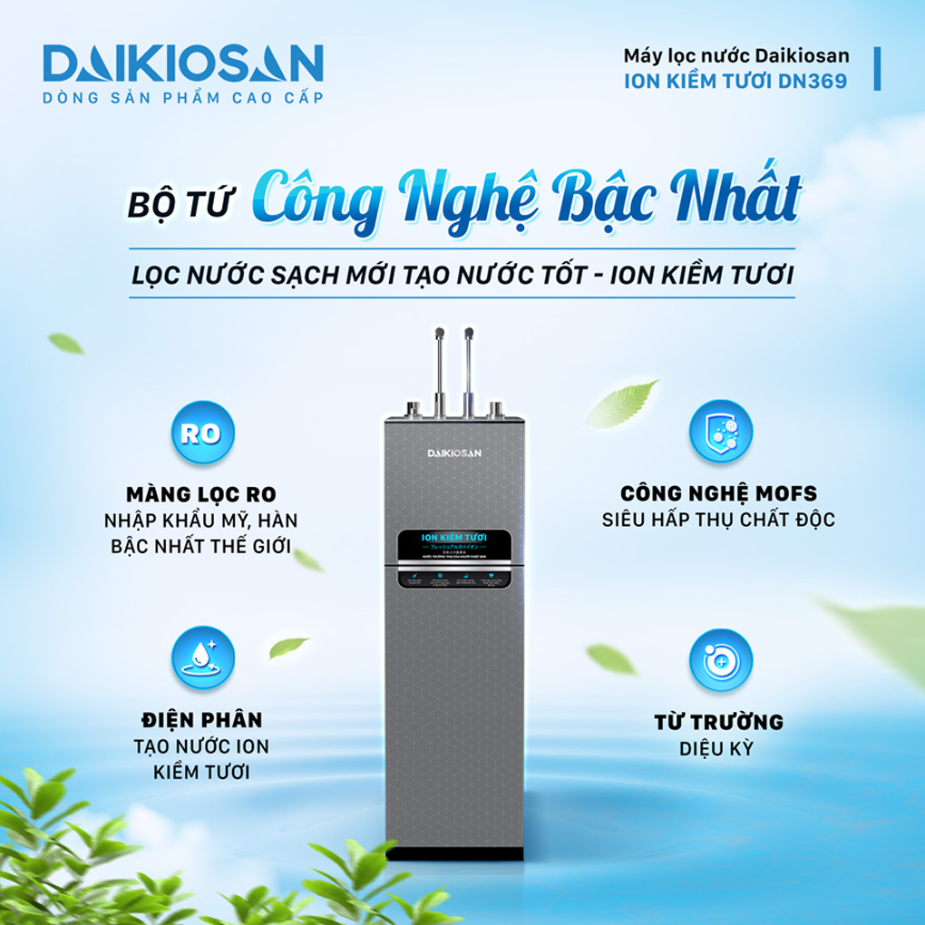 Máy Lọc Nước Ion Kiềm Tươi Nóng Nguội Lạnh Daikiosan DN369 5