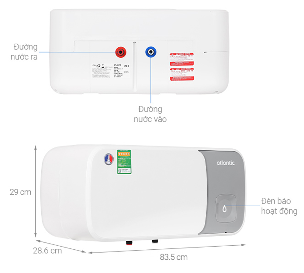 Máy Nước Nóng Gián Tiếp 30 Lít Atlantic SWH 30H M-14 ESA SLIM 833057 - Thái Lan 5