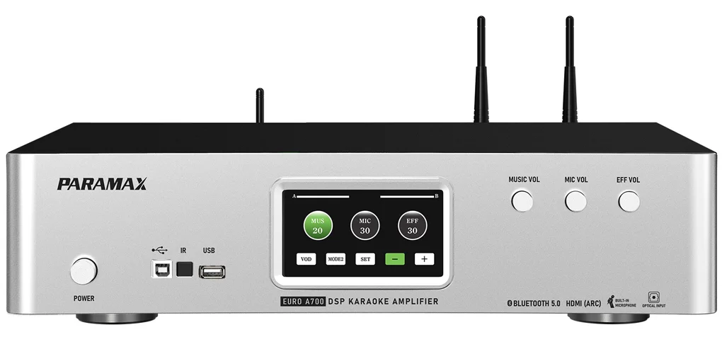Amply Karaoke Tích Hợp Vang Số Và Micro Không Dây Paramax EURO A700 (Silver) 1