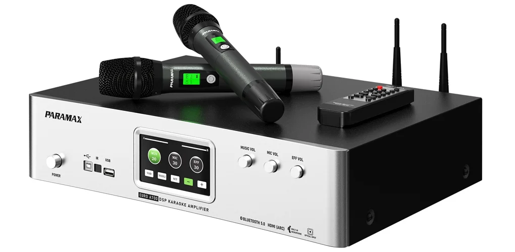 Amply Karaoke Tích Hợp Vang Số Và Micro Không Dây Paramax EURO A700 (Silver) 2