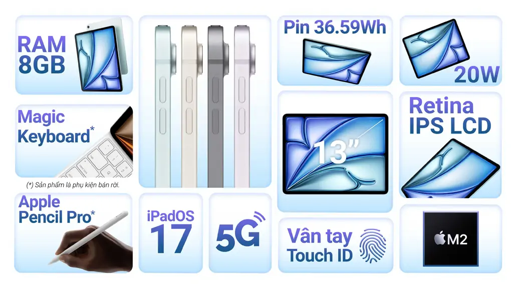 Máy Tính Bảng iPad Air 6 M2 13 inch 5G 128GB