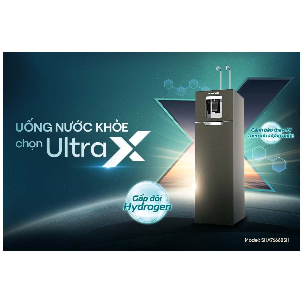 Máy Lọc Nước RO Nóng Nguội Lạnh Hydrogen Sunhouse UltraX SHA76668SH 11 Lõi 6