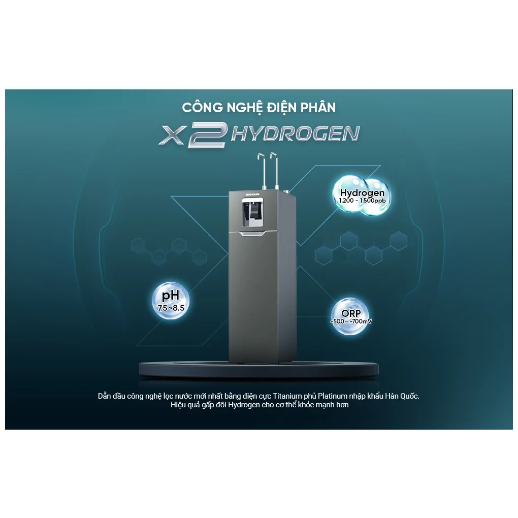 Máy Lọc Nước RO Nóng Nguội Lạnh Hydrogen Sunhouse UltraX SHA76668SH 11 Lõi 8