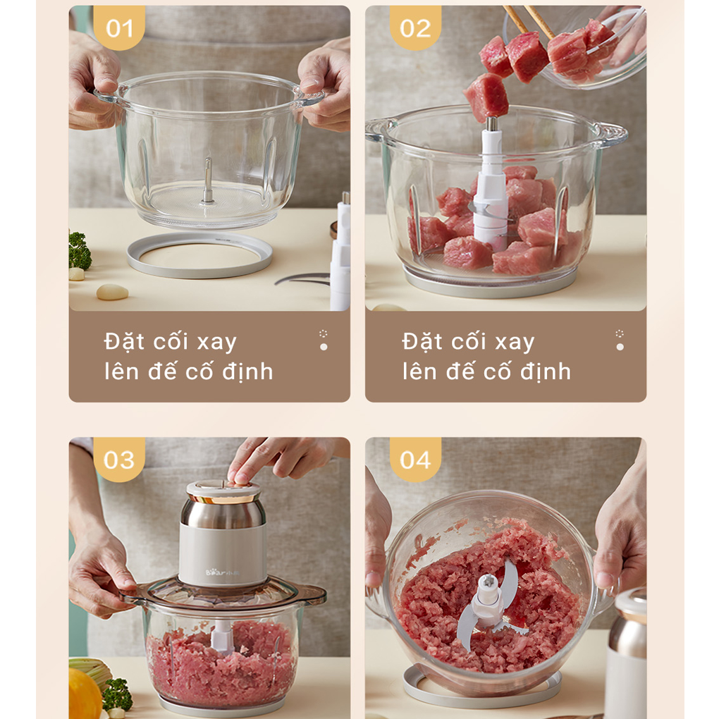 Máy Xay Thịt Bear QSJ-D03D7 2.0 Lít 16