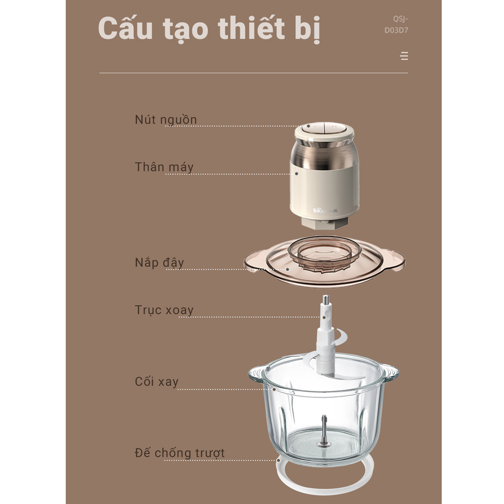 Máy Xay Thịt Bear QSJ-D03D7 2.0 Lít 18