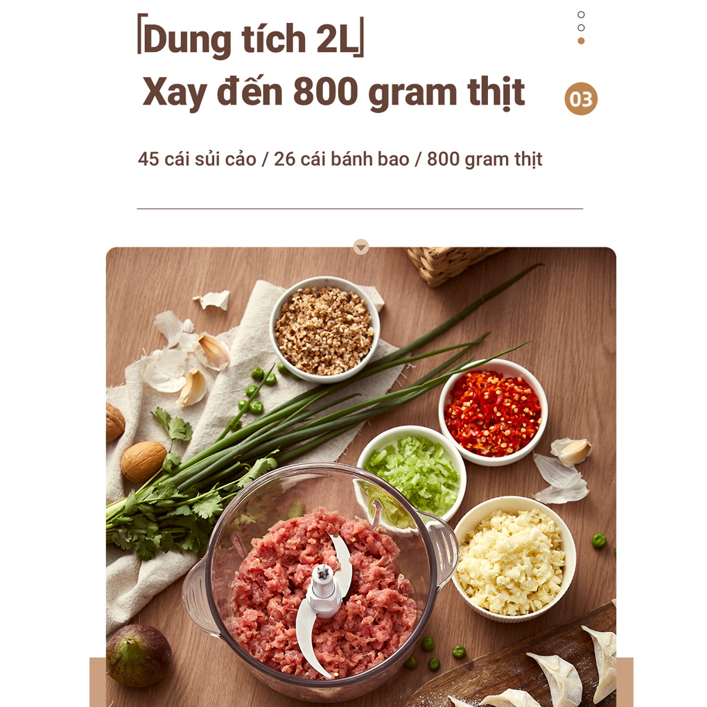 Máy Xay Thịt Bear QSJ-D03D7 2.0 Lít 6