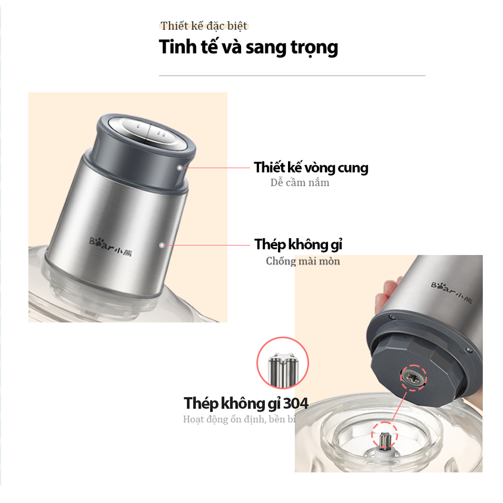 Máy Xay Thịt Đa Năng Bear QSJ-B03Y7 2.0 Lít 5