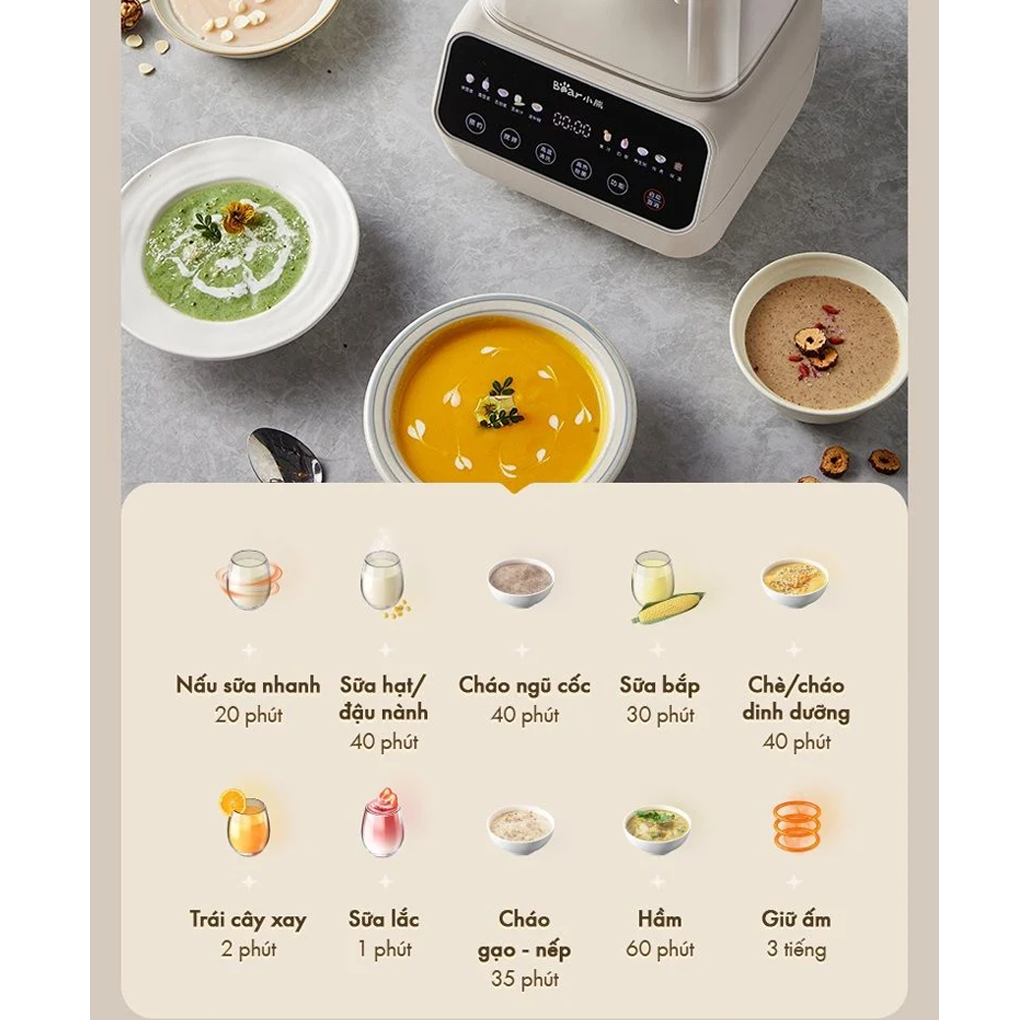 Máy Làm Sữa Hạt Bear PBJ-D08T1 1.5 Lít 16