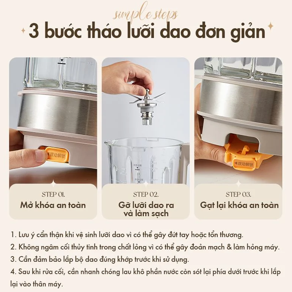Máy Làm Sữa Hạt Bear PBJ-D08T1 1.5 Lít 6