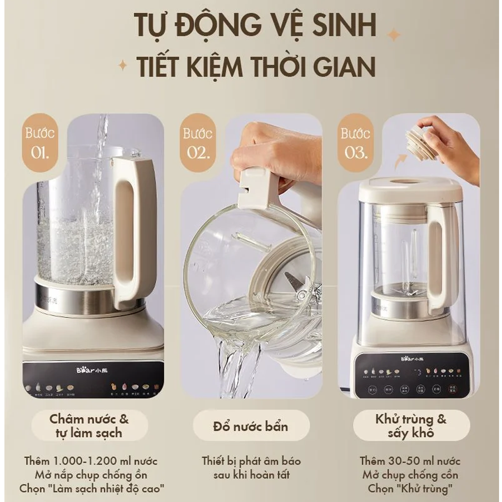 Máy Làm Sữa Hạt Bear PBJ-D08T1 1.5 Lít 8