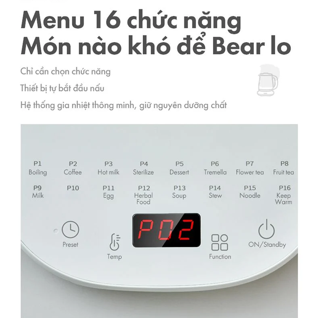 Bình Đun Đa Năng Bear YSH-D15V7 1.5 Lít 7
