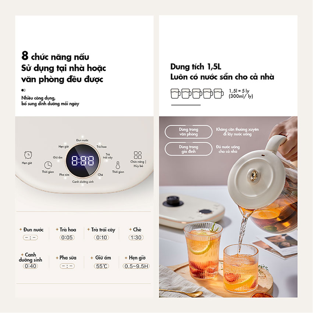 Bình Nấu Trà Đa Năng Bear YSH-E15M1 1.5 Lít 6