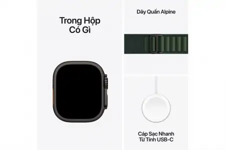 Apple Watch Ultra 2 GPS Cellular 49mm viền Titanium đen dây Alpine, L 1