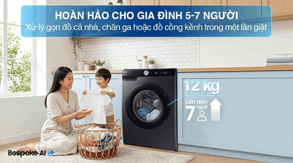 Máy Giặt Samsung AI EcoBubble Inverter 12 kg WW12CG604DLBSV